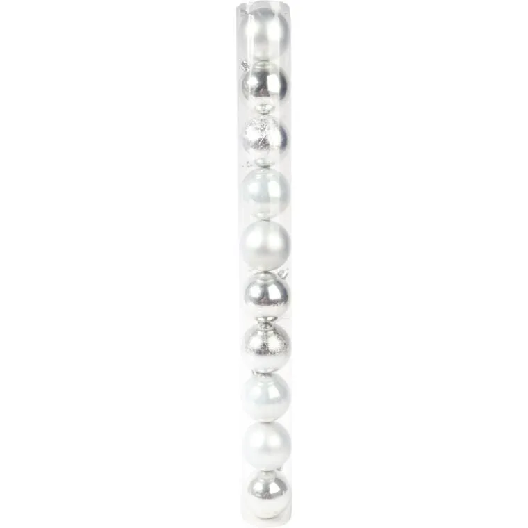 Zestaw 10 Bombek Plastikowych 6 cm - Srebrne