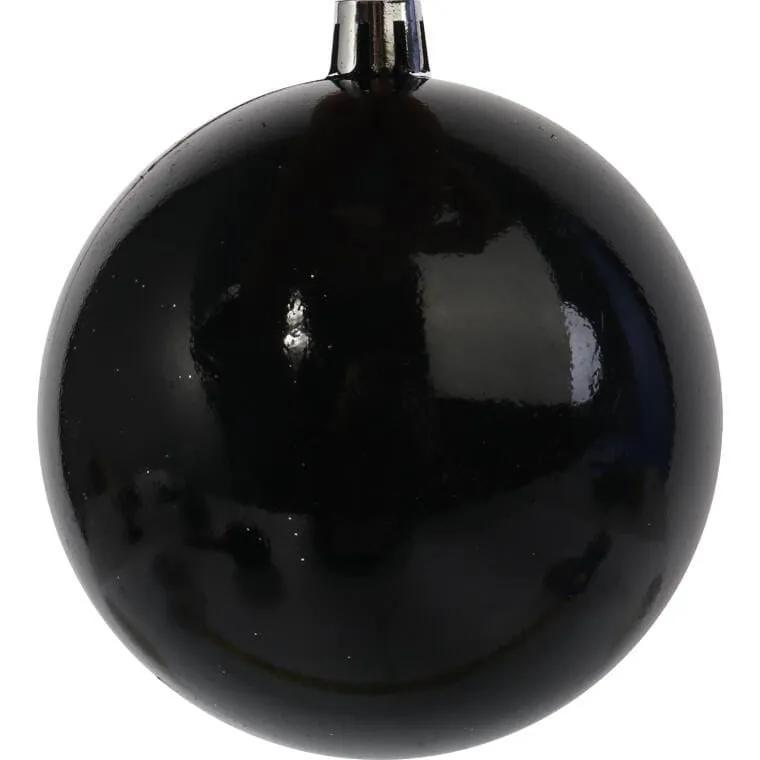 Zestaw 4 Czarnych Bombek Plastikowych 8cm W Przezroczystym Pudełku