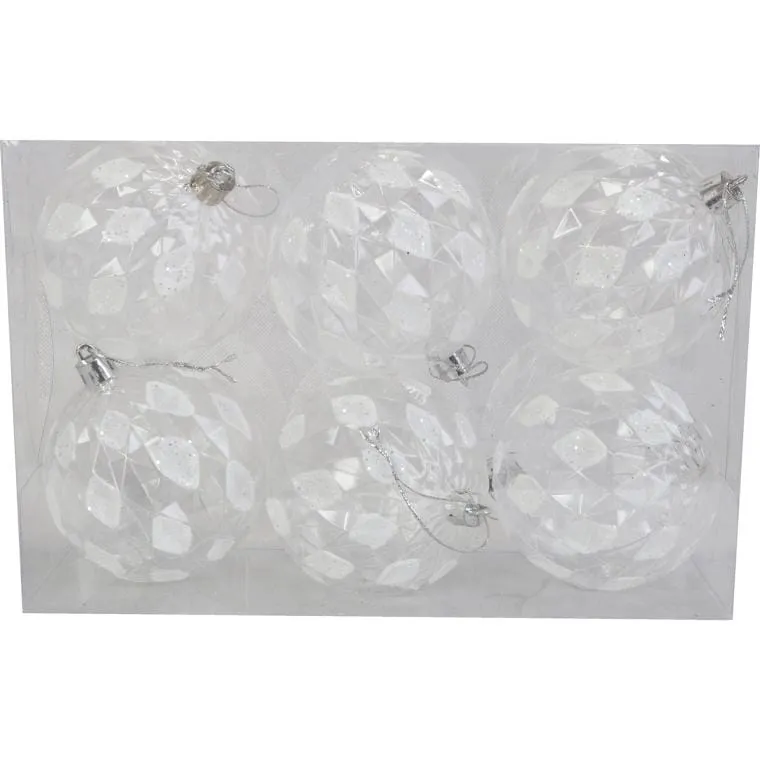 Komplet 6 Bombek Plastikowych 8 cm Przeźroczystych