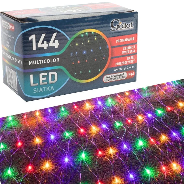 Siatka Dekoracyjna Z Lampkami LED Multikolor 2x2m, Przeznaczona Do Użycia Na Zewnątrz I Wewnątrz, 220V