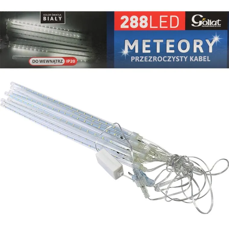 Dekoracyjne Lampki LED Meteory Na Choinkę, Wewnątrz, 288 Sztuk - Białe