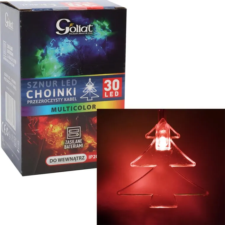 Lampki Choinkowe 30 LED Choinki Na Baterie Multikolor