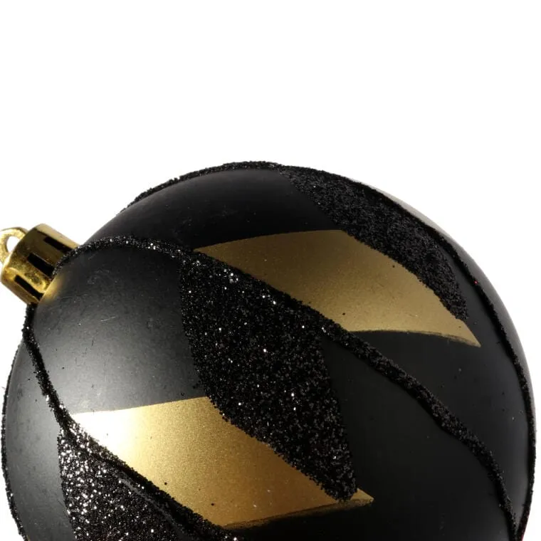 Komplet Eleganckich Bombek Świątecznych Luksusy, 3 szt., 8 cm - Czarno-Złote