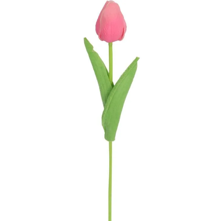 Sztuczny Tulipan Gumowany W Kolorze Różowym, Wysokość 34 cm