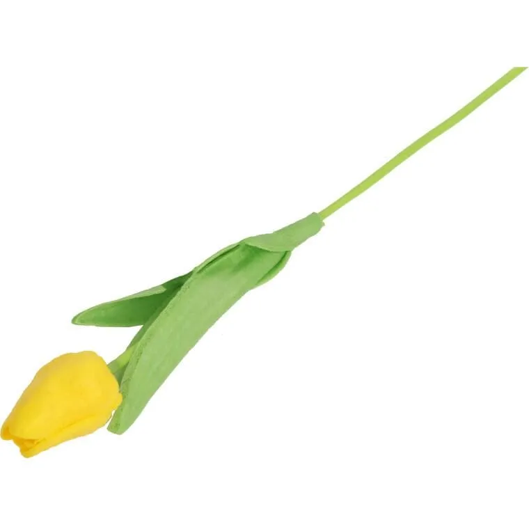 Sztuczny Tulipan Gumowany W Kolorze Żółtym - Dekoracja O Wysokości 34 cm