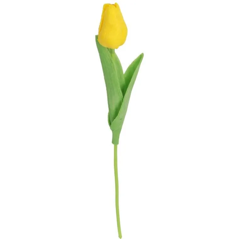 Sztuczny Tulipan Gumowany W Kolorze Żółtym - Dekoracja O Wysokości 34 cm