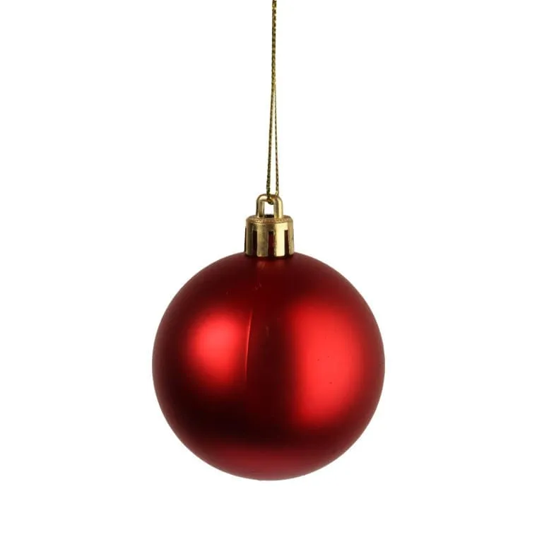 Komplet 9 Czerwonych Bombek Plastikowych O Wielkości 6 cm