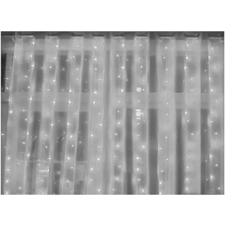 Kurtyna Świetlna Z 100 LED, Zewnętrzna, Łączalna, Odporna Na Warunki Atmosferyczne, IP44 - Biała