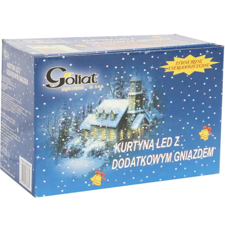 Kurtyna Świetlna Sople 100 LED Z Gniazdem Łączącym, Odporna Na Warunki Atmosferyczne, Zewnętrzna IP44 - Czerwona