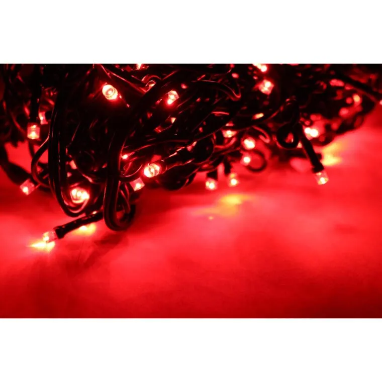 Kurtyna Świetlna Sople 100 LED Z Gniazdem Łączącym, Odporna Na Warunki Atmosferyczne, Zewnętrzna IP44 - Czerwona