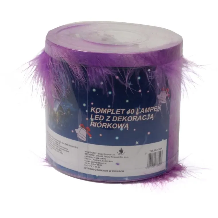 Lampki Choinkowe 40 LED Typu Piórka W Kolorze Fioletowym