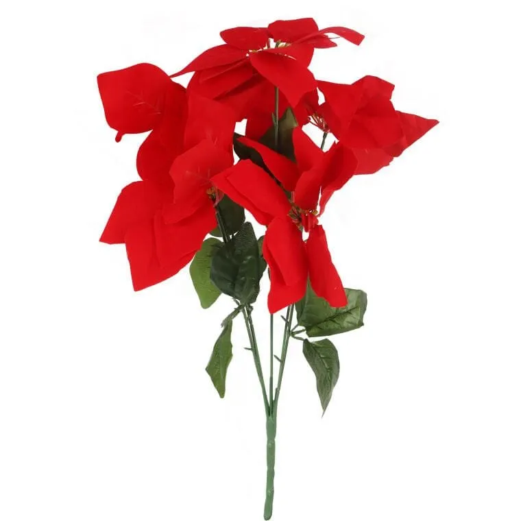 Bukiet 5 Poinsencji Welurowych 52 cm Czerwonych