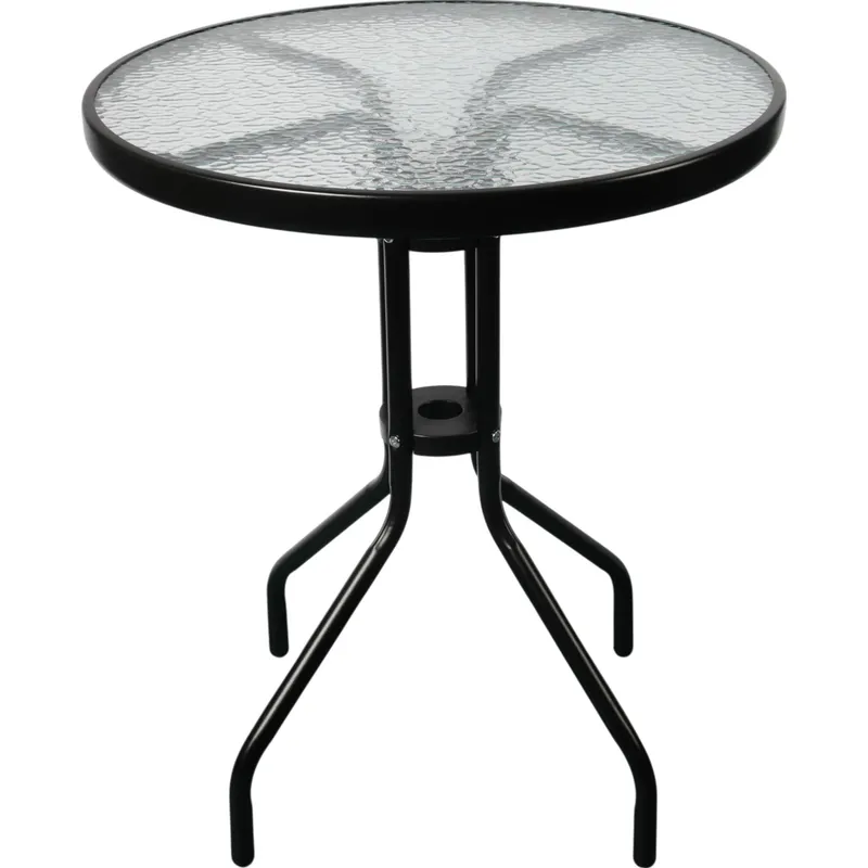 Stolik Okrągły Bistro Ogrodowy Szklany Balkonowy 60 cm