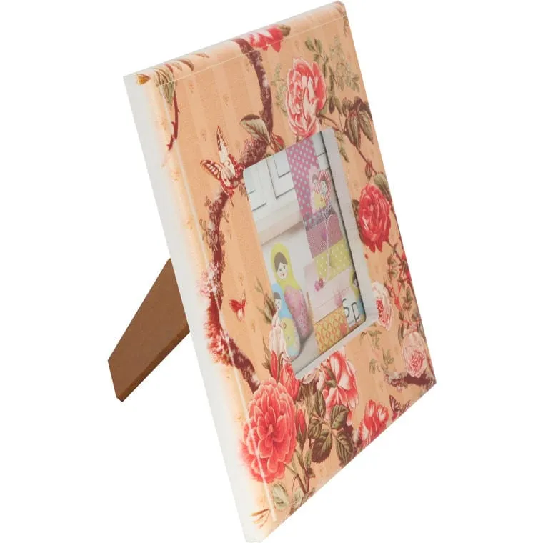 Stylowa Drewniana Ramka Na Zdjęcie Z Kwiecistym Zdobieniem 13,5x13,5 cm