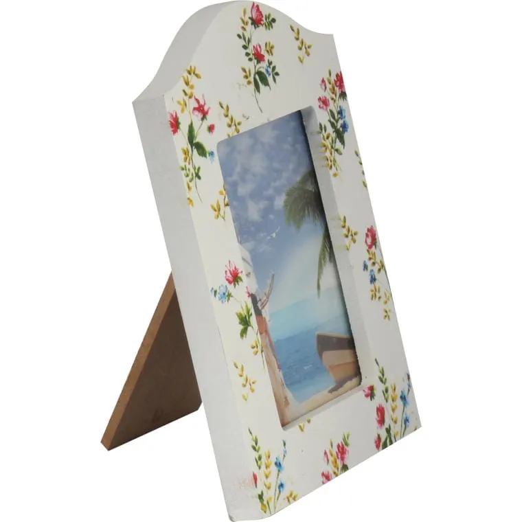 Ramka Na Zdjęcie Stojąca Z Motywem Kwiatowym 8,5 cm X 11,7 cm - Kremowa