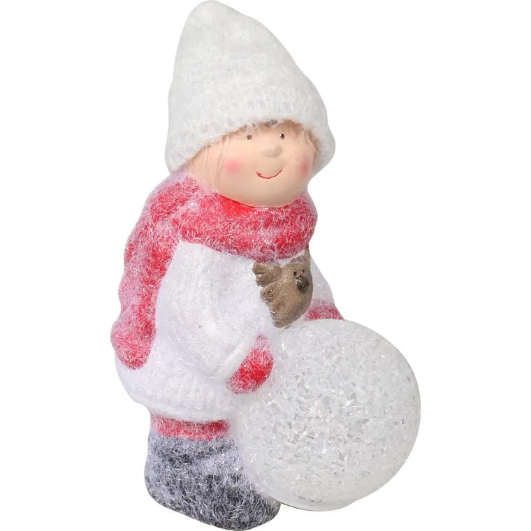 Figurka Ceramiczna Chłopiec Z Kulą Na Baterię 15,5 cm