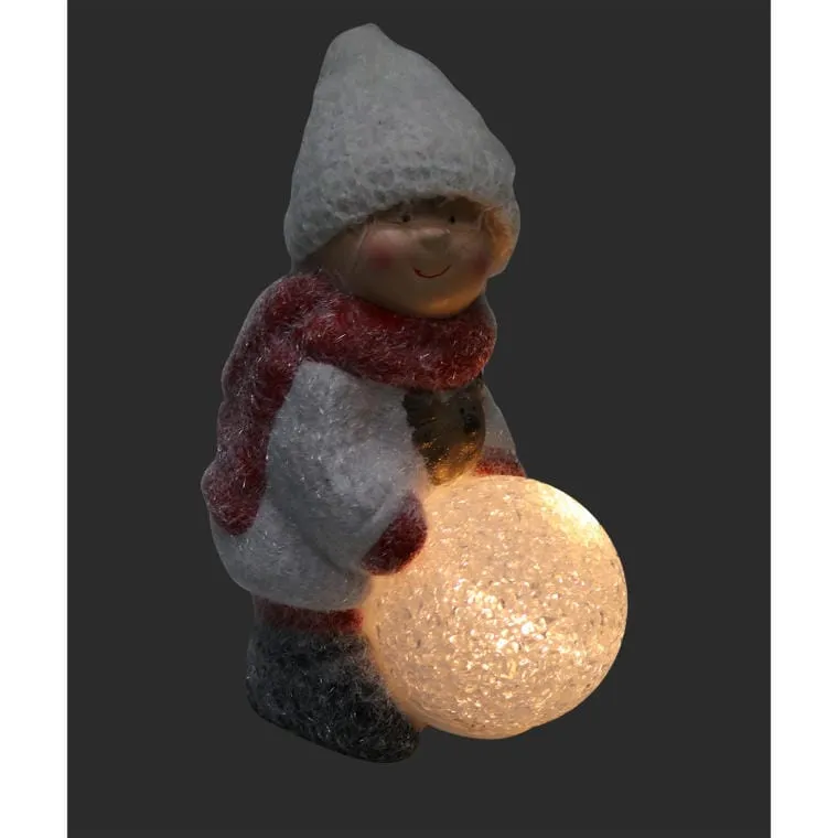 Figurka Ceramiczna Chłopiec Z Kulą Na Baterię 15,5 cm