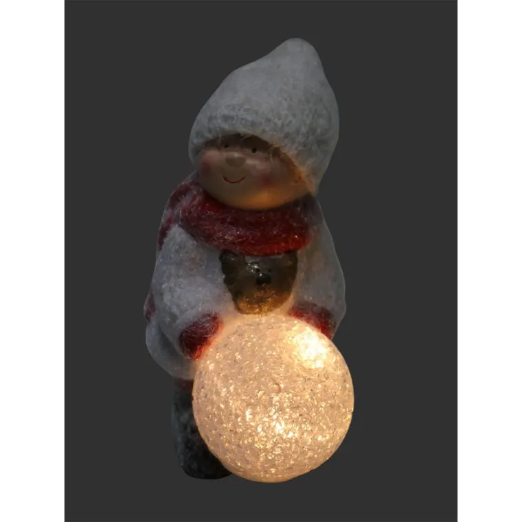 Figurka Ceramiczna Chłopiec Z Kulą Na Baterię 15,5 cm