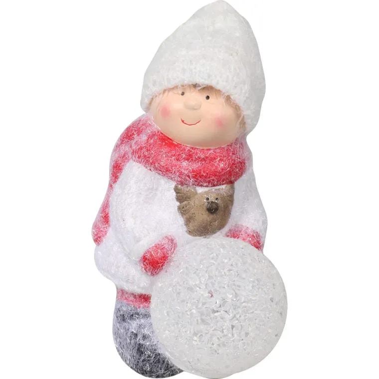 Figurka Ceramiczna Chłopiec Z Kulą Na Baterię 15,5 cm