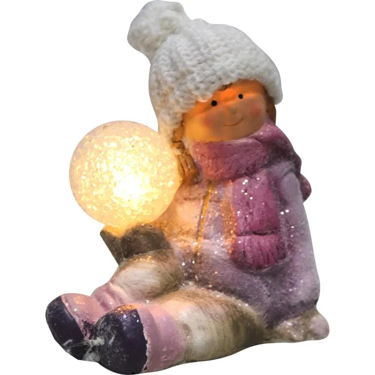 Figurka Ceramiczna Dziewczynka Z Kulą Na Baterię 17 cm