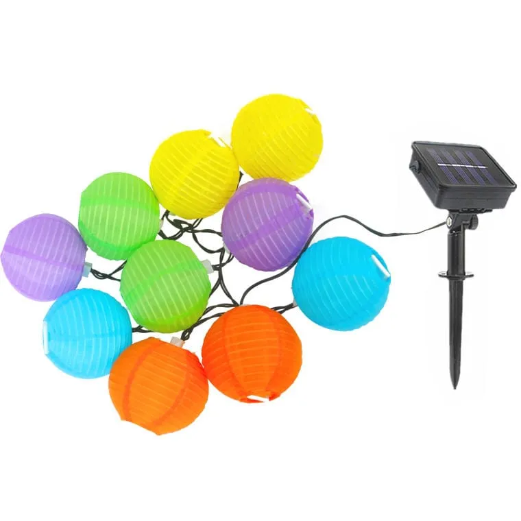 Kolorowe Lampki Solarne Na Sznurze Do Dekoracji Ogrodu, 10 LED, Odporny Na Warunki Pogodowe