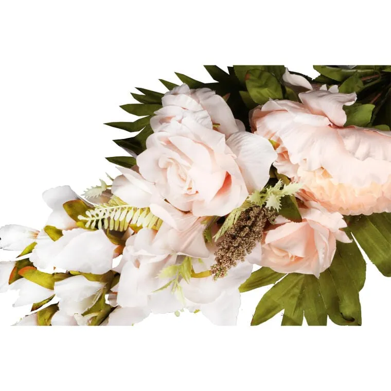 Bukiet Płaska Wiązanka Nagrobna Mix Gladioli Róż I Piwonii 68cm - Kremowy