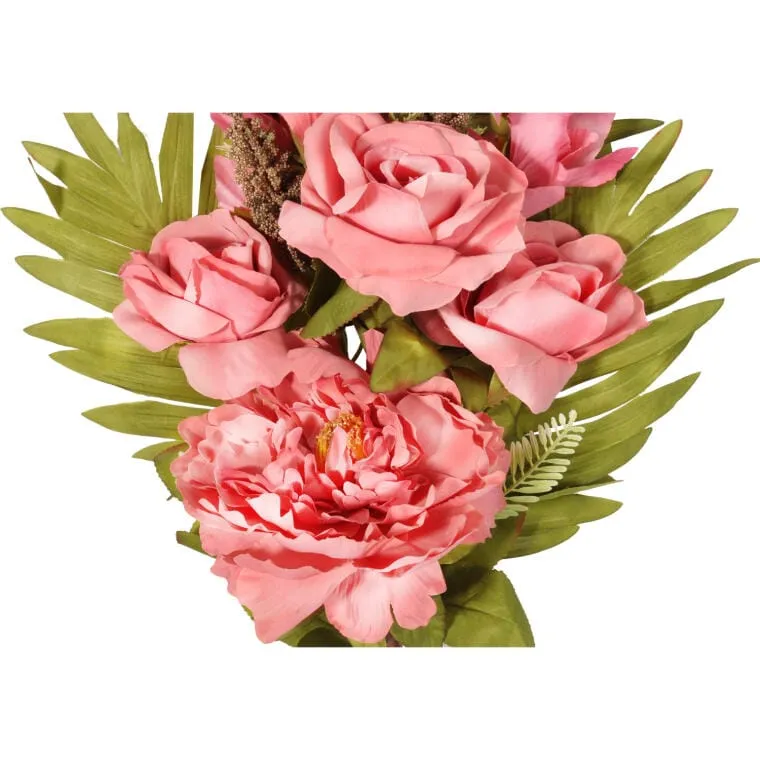 Bukiet Płaska Wiązanka Nagrobna Mix Gladioli Róż I Piwonii 68cm - Różowy