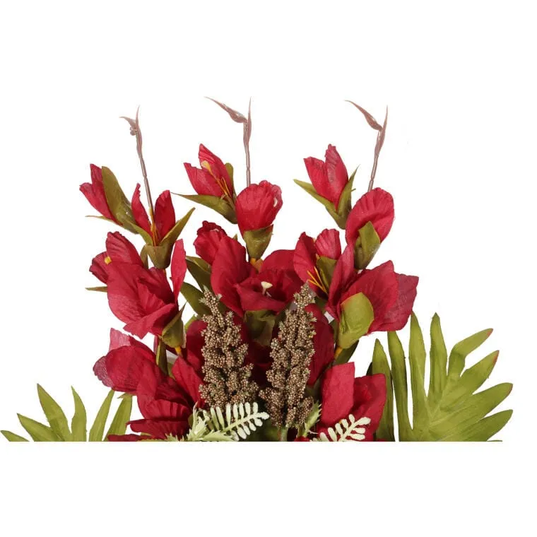 Bukiet Płaska Wiązanka Nagrobna Mix Gladioli I Gerber 68cm - Czerwony