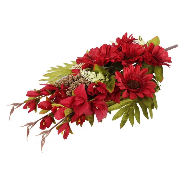 Bukiet Płaska Wiązanka Nagrobna Mix Gladioli I Gerber 68cm - Czerwony