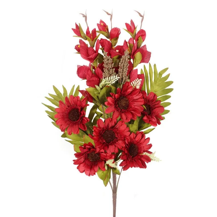 Bukiet Płaska Wiązanka Nagrobna Mix Gladioli I Gerber 68cm - Czerwony