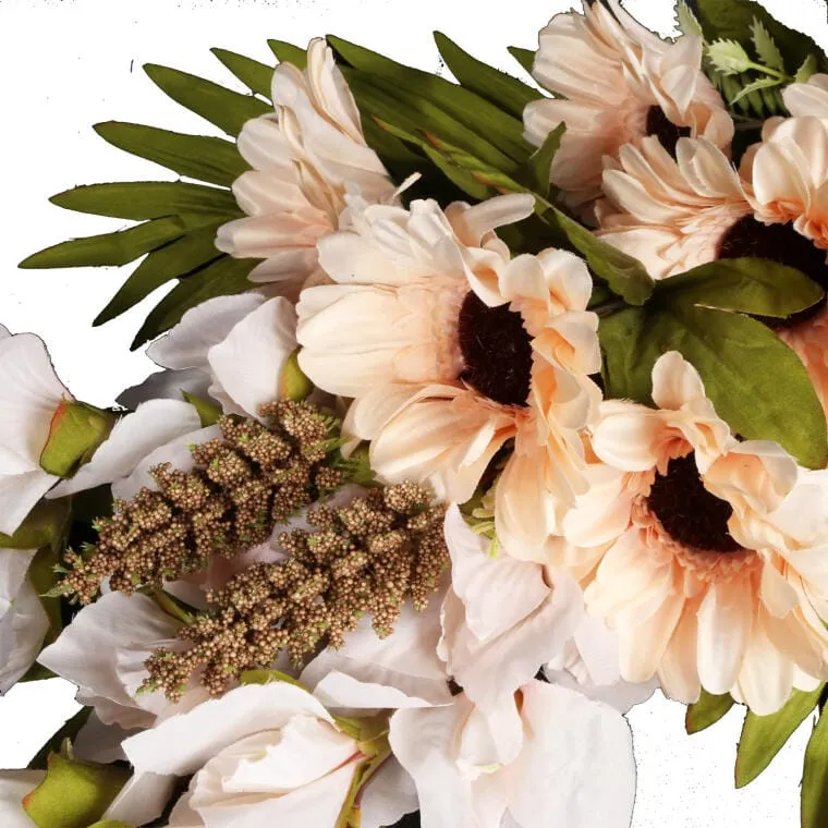 Bukiet Płaska Wiązanka Nagrobna Mix Gladioli I Gerber 68cm - Kremowa