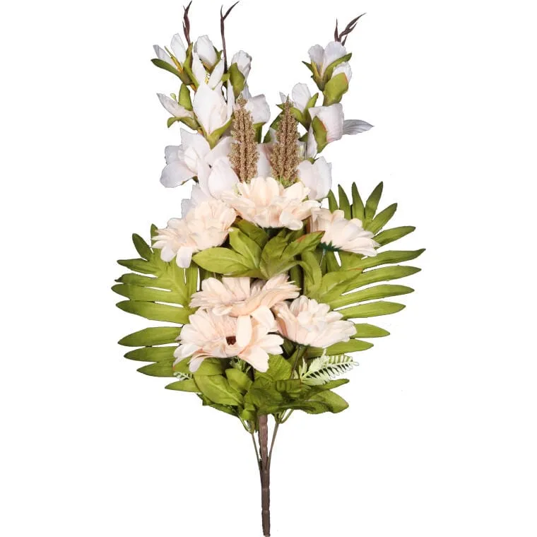Bukiet Płaska Wiązanka Nagrobna Mix Gladioli I Gerber 68cm - Kremowa