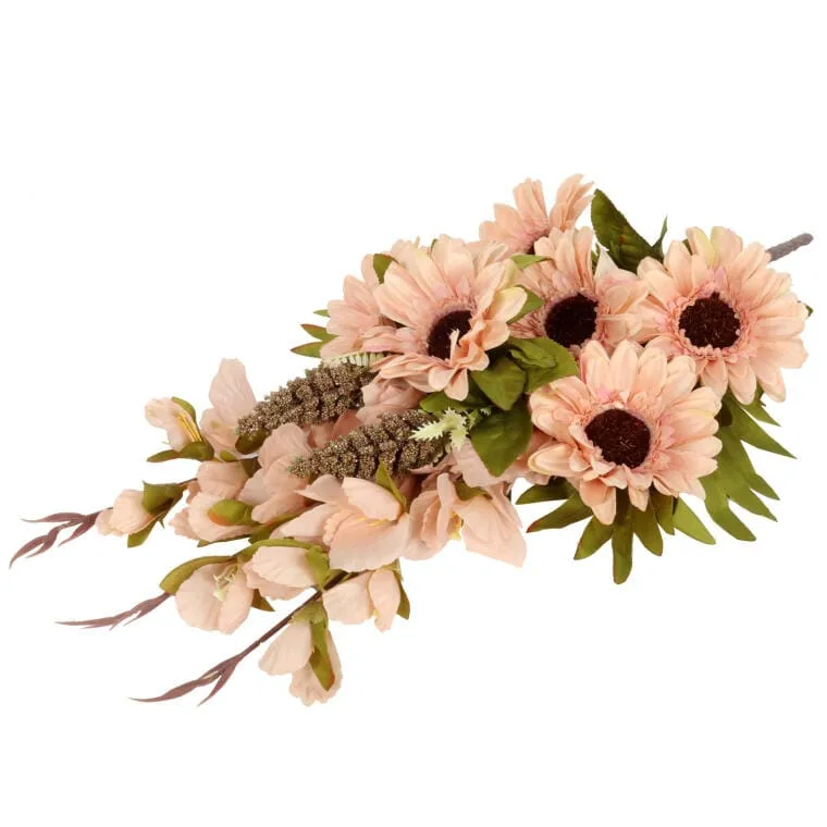 Bukiet Płaska Wiązanka Nagrobna Mix Gladioli I Gerber 68cm Łososiowa