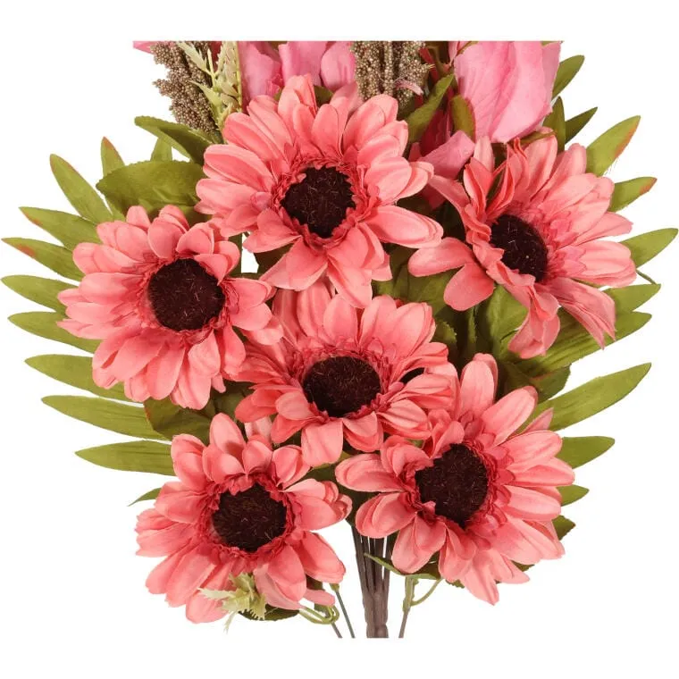 Bukiet Płaska Wiązanka Nagrobna Mix Gladioli I Gerber 68cm - Różowa