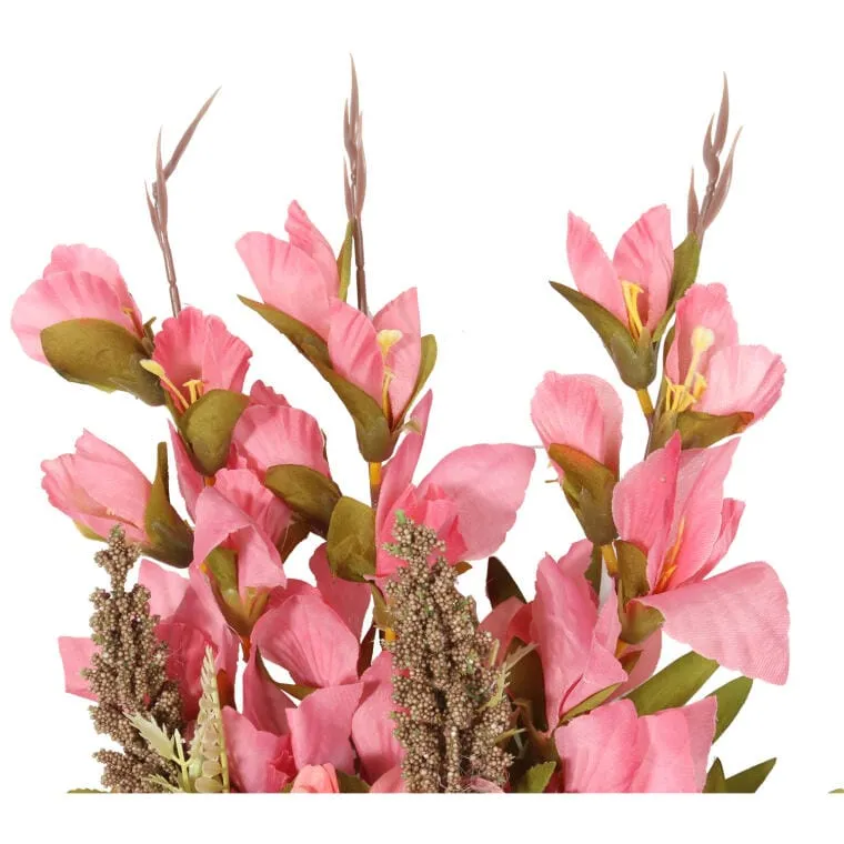Bukiet Płaska Wiązanka Nagrobna Mix Gladioli I Gerber 68cm - Różowa