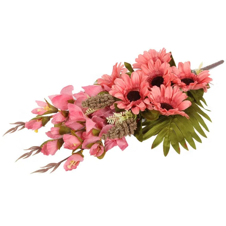 Bukiet Płaska Wiązanka Nagrobna Mix Gladioli I Gerber 68cm - Różowa