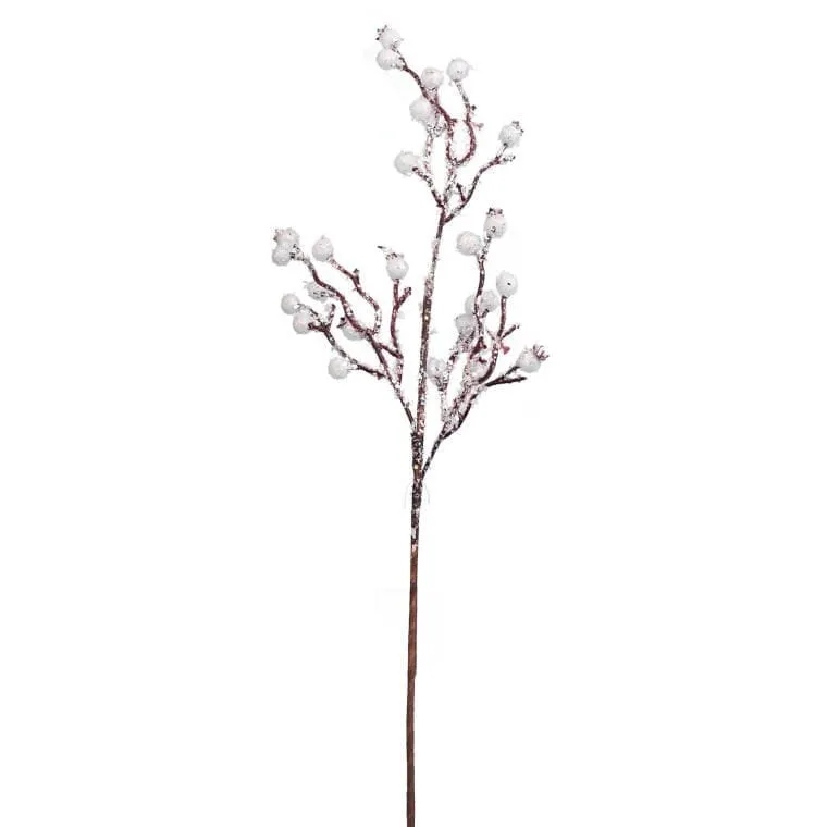 Gałązka Dekoracyjna Ze Śnieżnymi Kuleczkami 50cm
