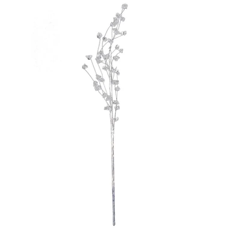 Gałązka Dekoracyjna Z Kryształkami 48 cm - Srebrna