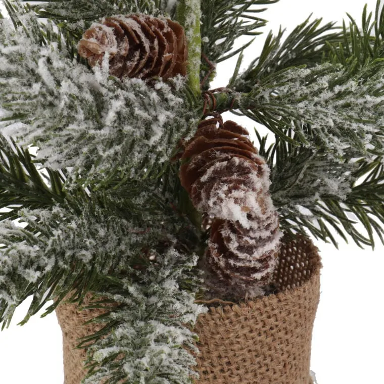 Dekoracja Świąteczna Stroik Choinka W Jucie Śnieżna 38 cm