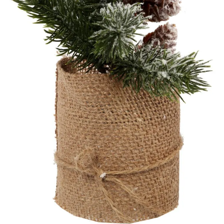 Dekoracja Świąteczna Stroik Choinka W Jucie Śnieżna 38 cm