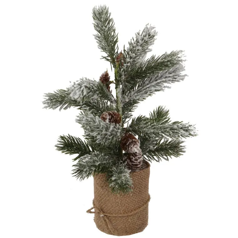 Dekoracja Świąteczna Stroik Choinka W Jucie Śnieżna 38 cm