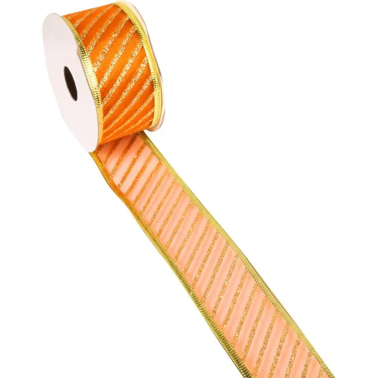 Wstążka Dekoracyjna Pomarańczowo Złota 4 cm X 2,7 m