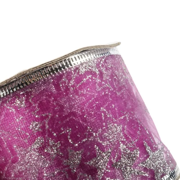 Wstążka Dekoracyjna 6.5 cm Na Szpuli - Fioletowa