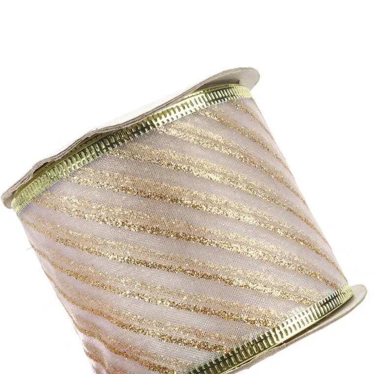 Wstążka Dekoracyjna 6.5 cm Na Szpuli - Kremowa