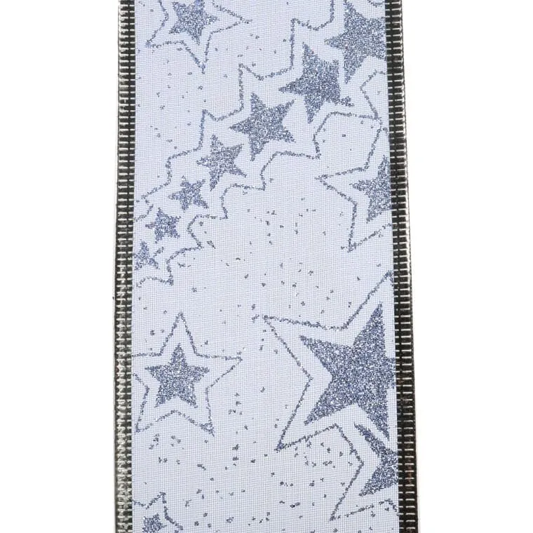 Wstążka Dekoracyjna 6.5 cm Na Szpuli - Niebieska