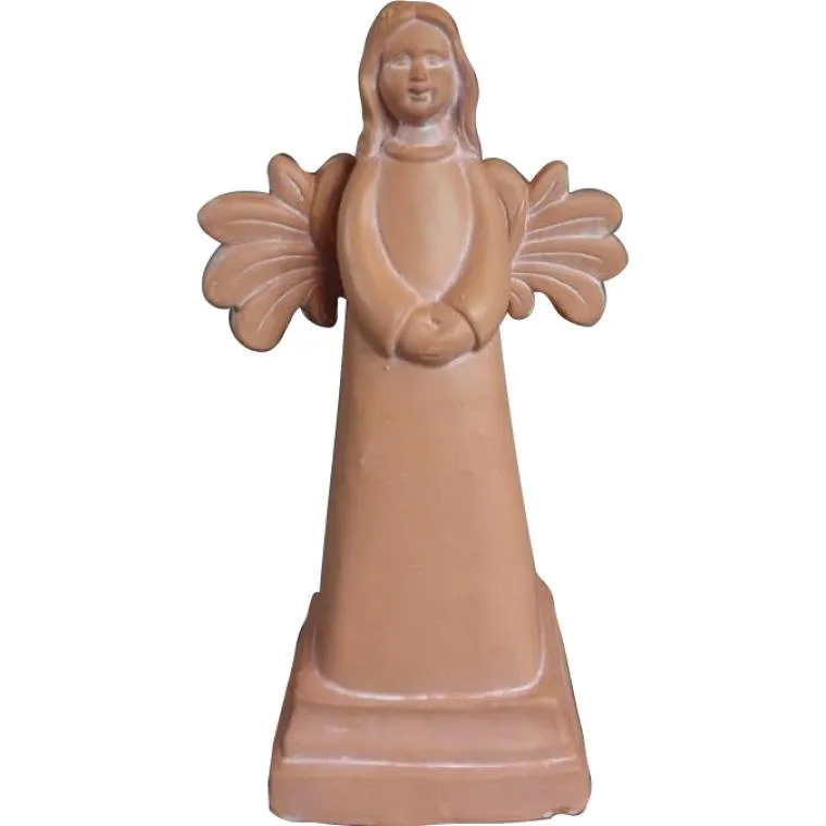 Mała Figurka Anioła Z Ceramiki W Kolorze Gliny - Część Kolekcji