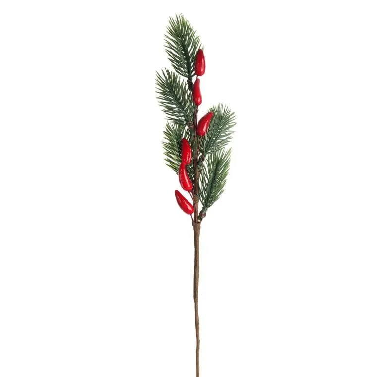 Świąteczna Gałązka Dekoracyjna Z Jarzębiną 30 cm
