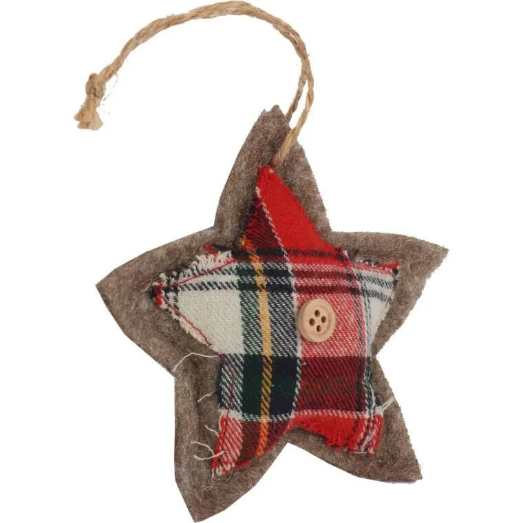 Ozdoba Bożonarodzeniowa Zawieszka GWIAZDA Z Materiału 10cm - CZERWONA