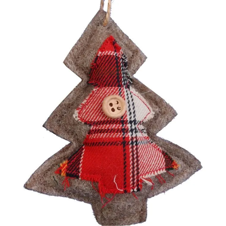 Ozdoba Bożonarodzeniowa Zawieszka CHOINKA Z Materiału 12 cm - CZERWONA