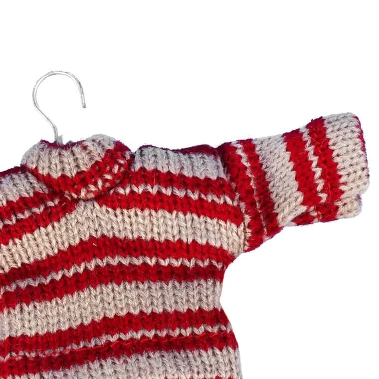 Ozdoba Bożonarodzeniowa Zawieszka SWETEREK Z Materiału 13x9cm - CZERWONY